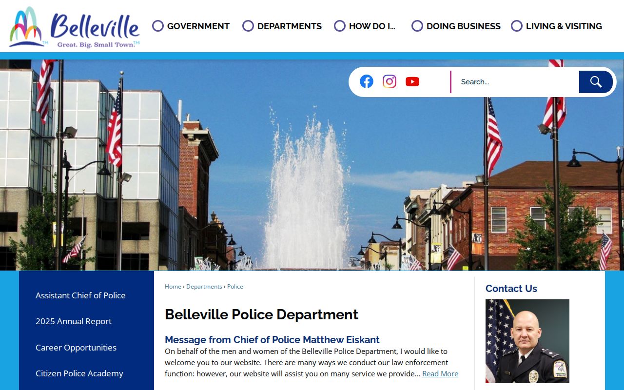 Official Belleville Police Department page with department and contact information