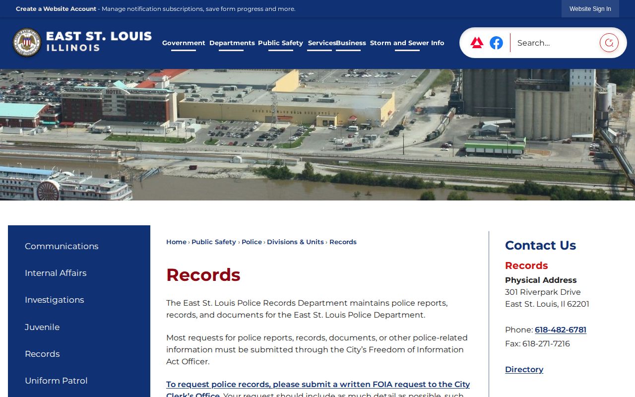 East St. Louis Police records and FOIA request information